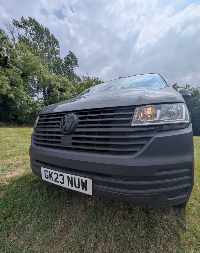 Front of grey van