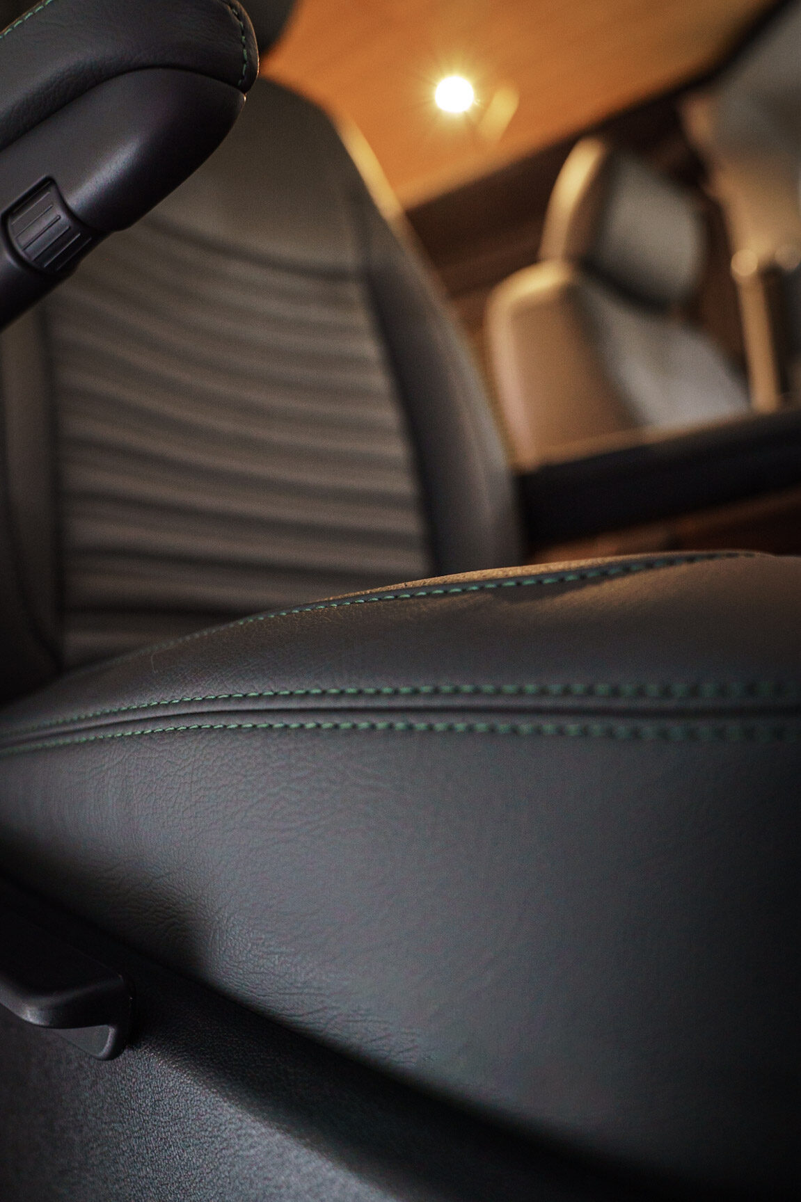 front seat leather stitching detail