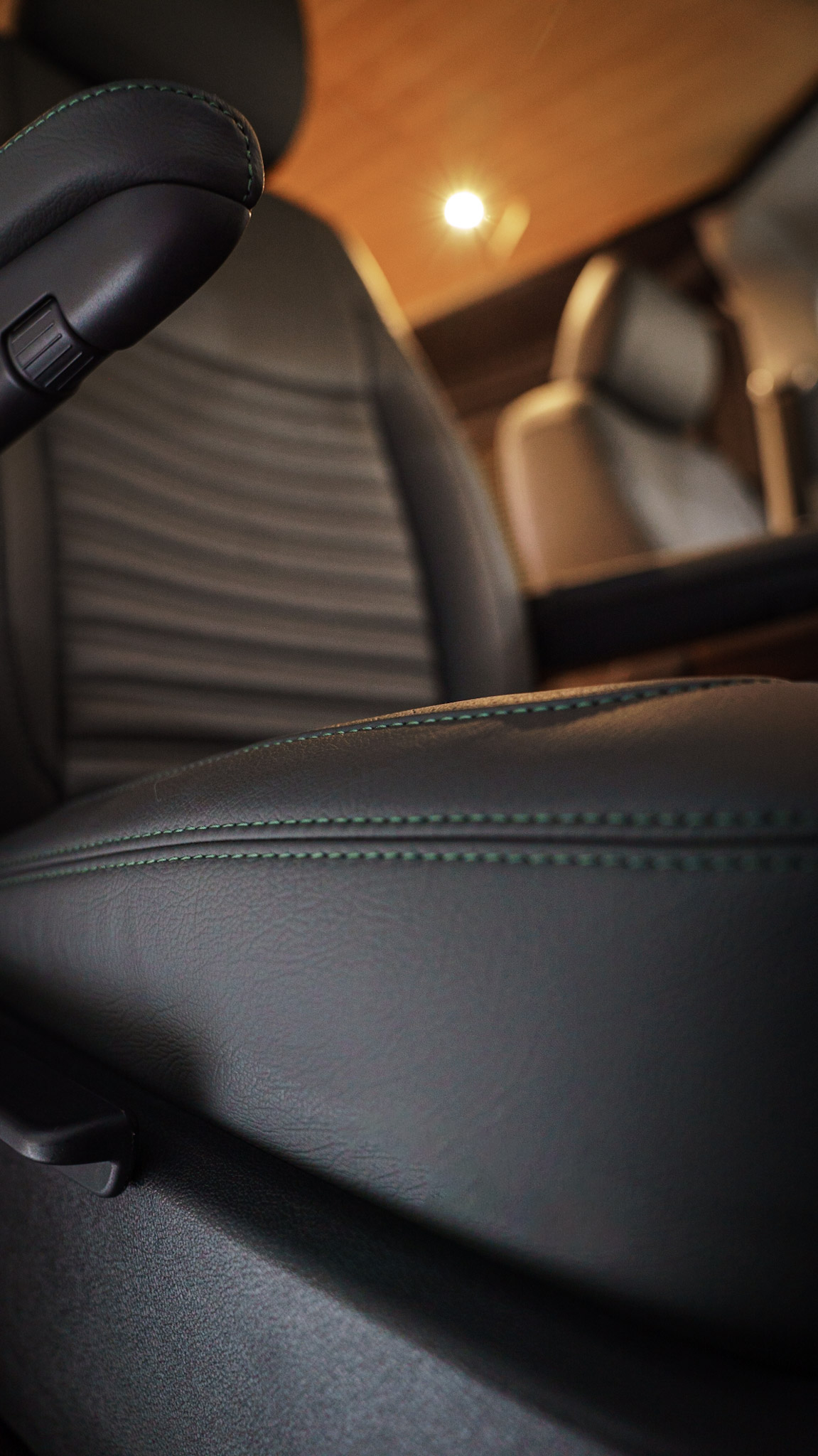 front seat leather stitching detail