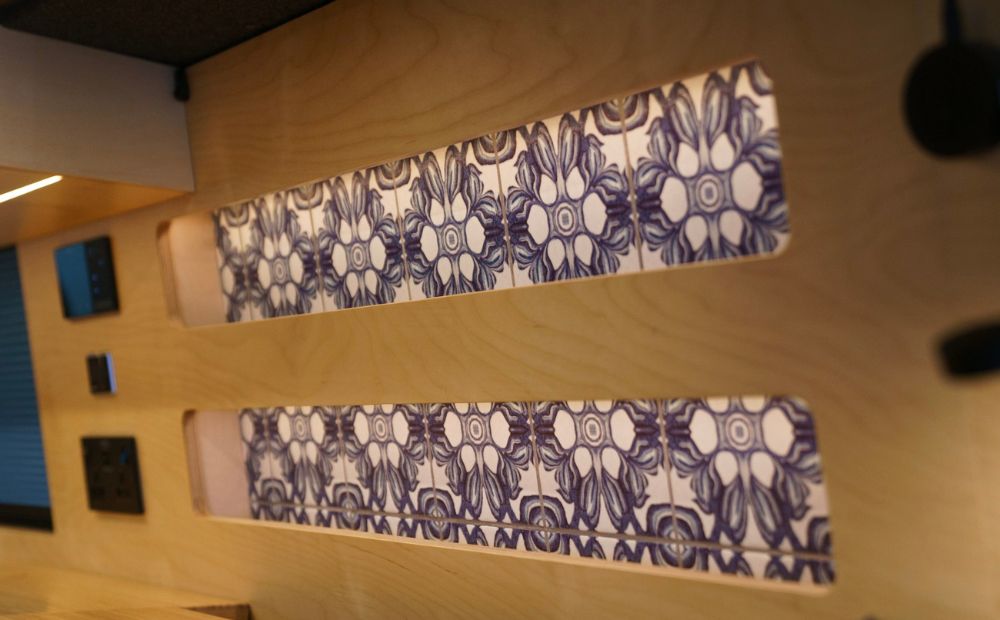 William morris tiles featured in kitchen 